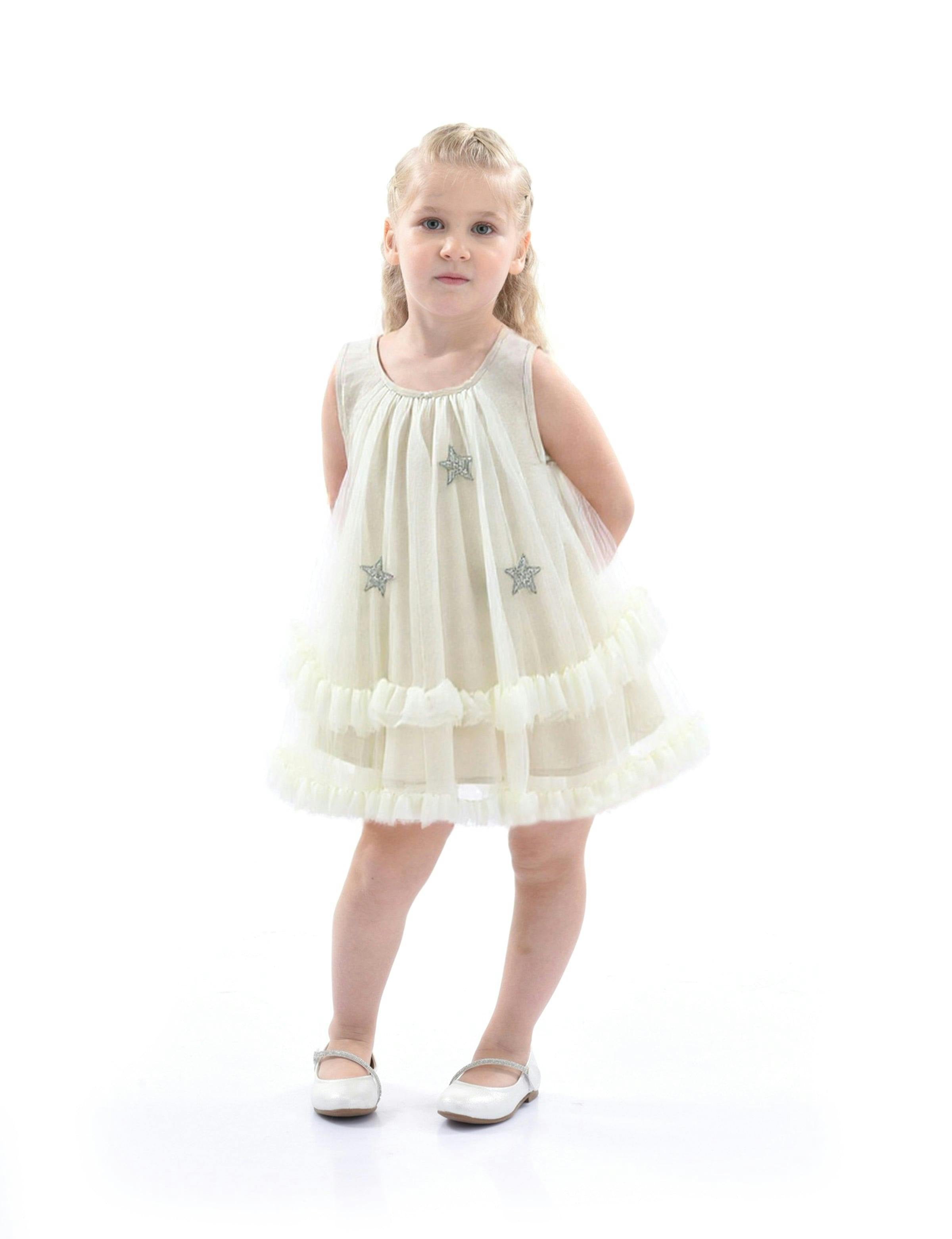 Mist Sleeveless Star Ruffle Dress