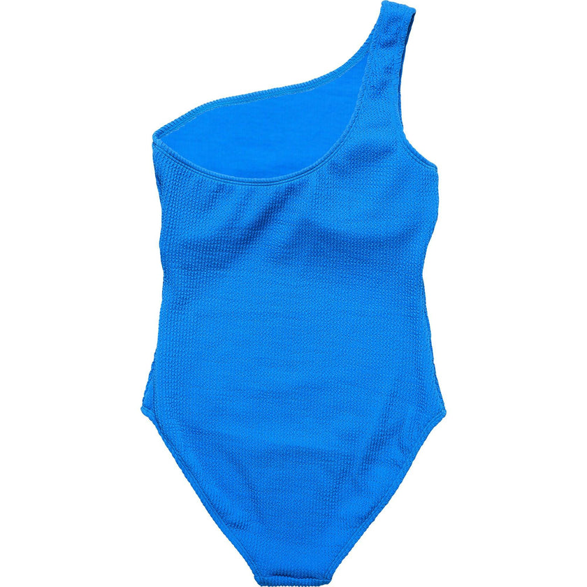 Womens Marine Blue One Shoulder Swimsuit