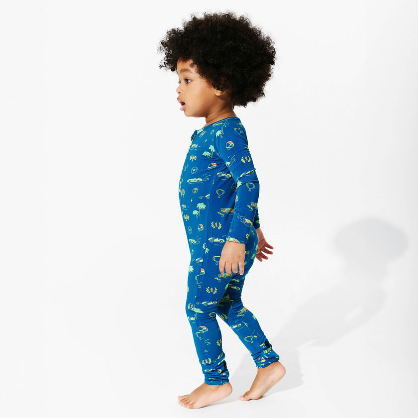 Monaco Blue Bamboo Convertible Footie