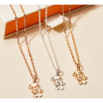 Children's Mini Crystal Girl Necklace, Sterling Silver