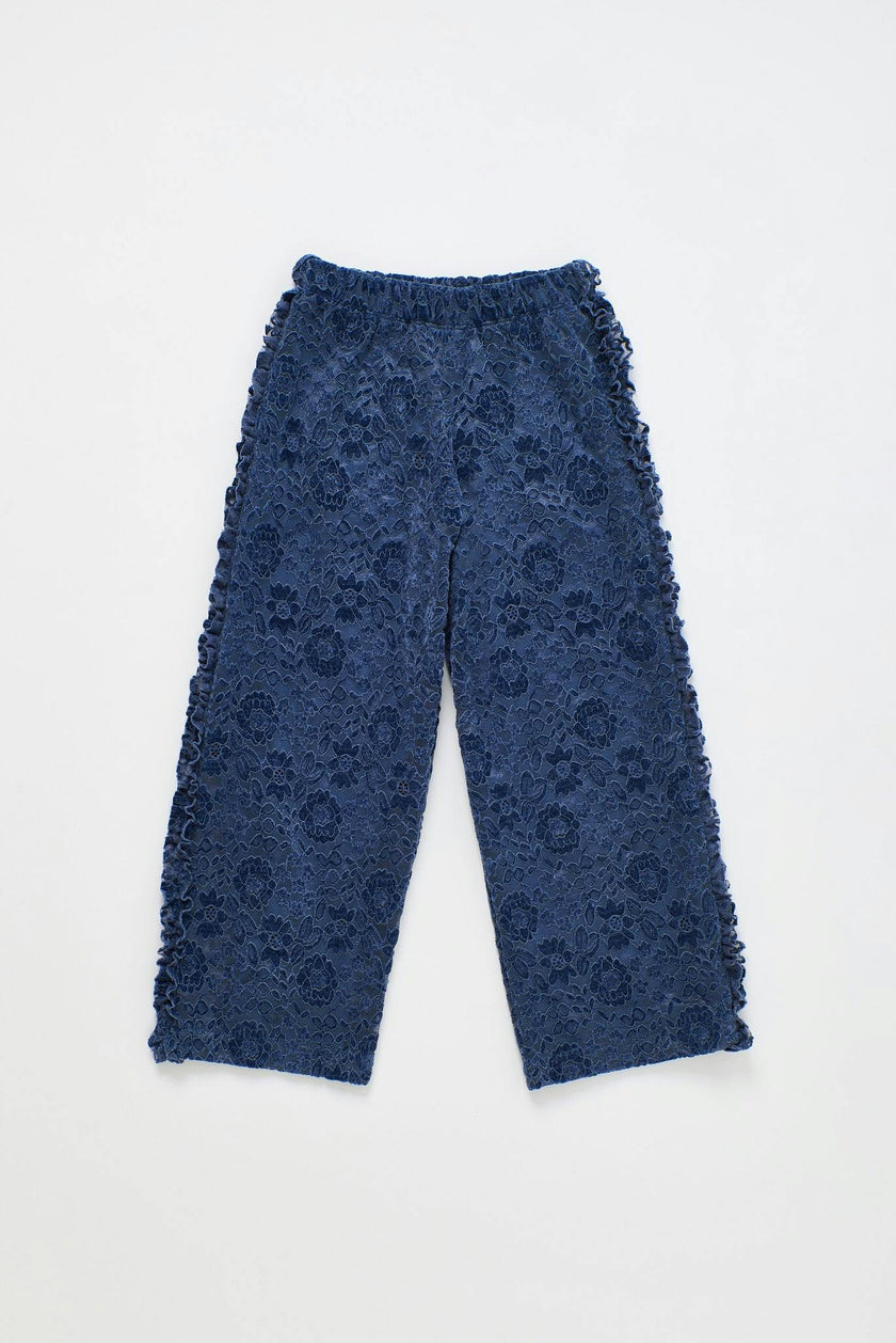 LACE FLOWERS PANTS BLUE