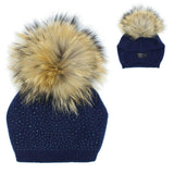 Knit Wool Faux Fur Pom Pom Hat