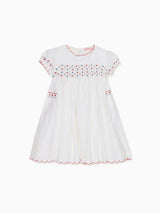 White Delilah Hand-Smocked Girl Dress