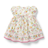 Baby Floral Border Dress, ivory
