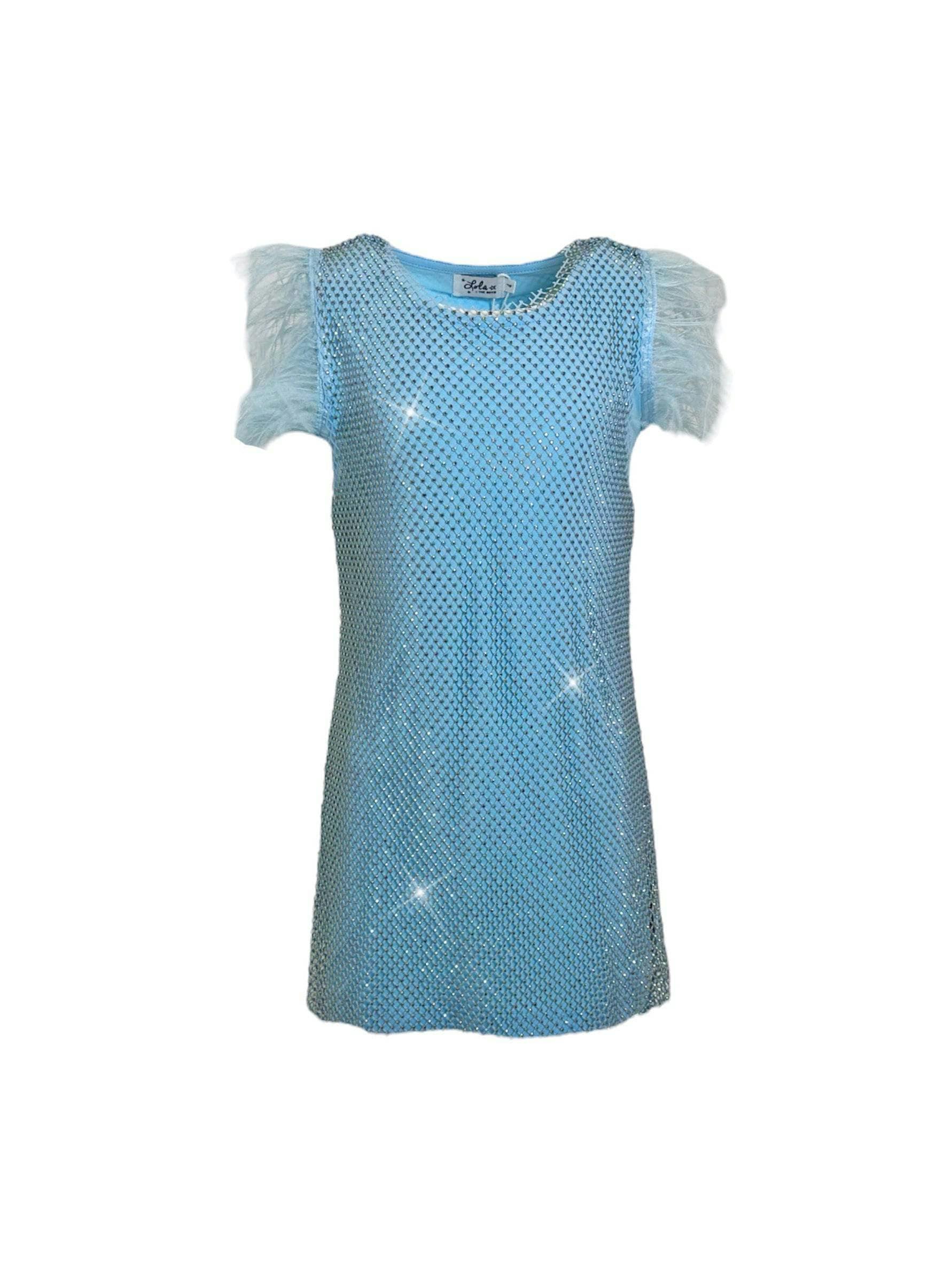 Crystal Feather Trim Sleeve Shimmer Sequin Dress