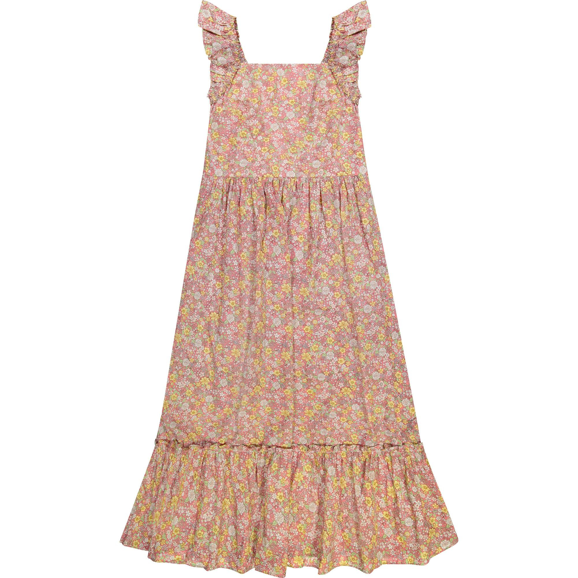 Queen B Jacqueline Women'S Flutter Sleeve Maxi Dress, Florals