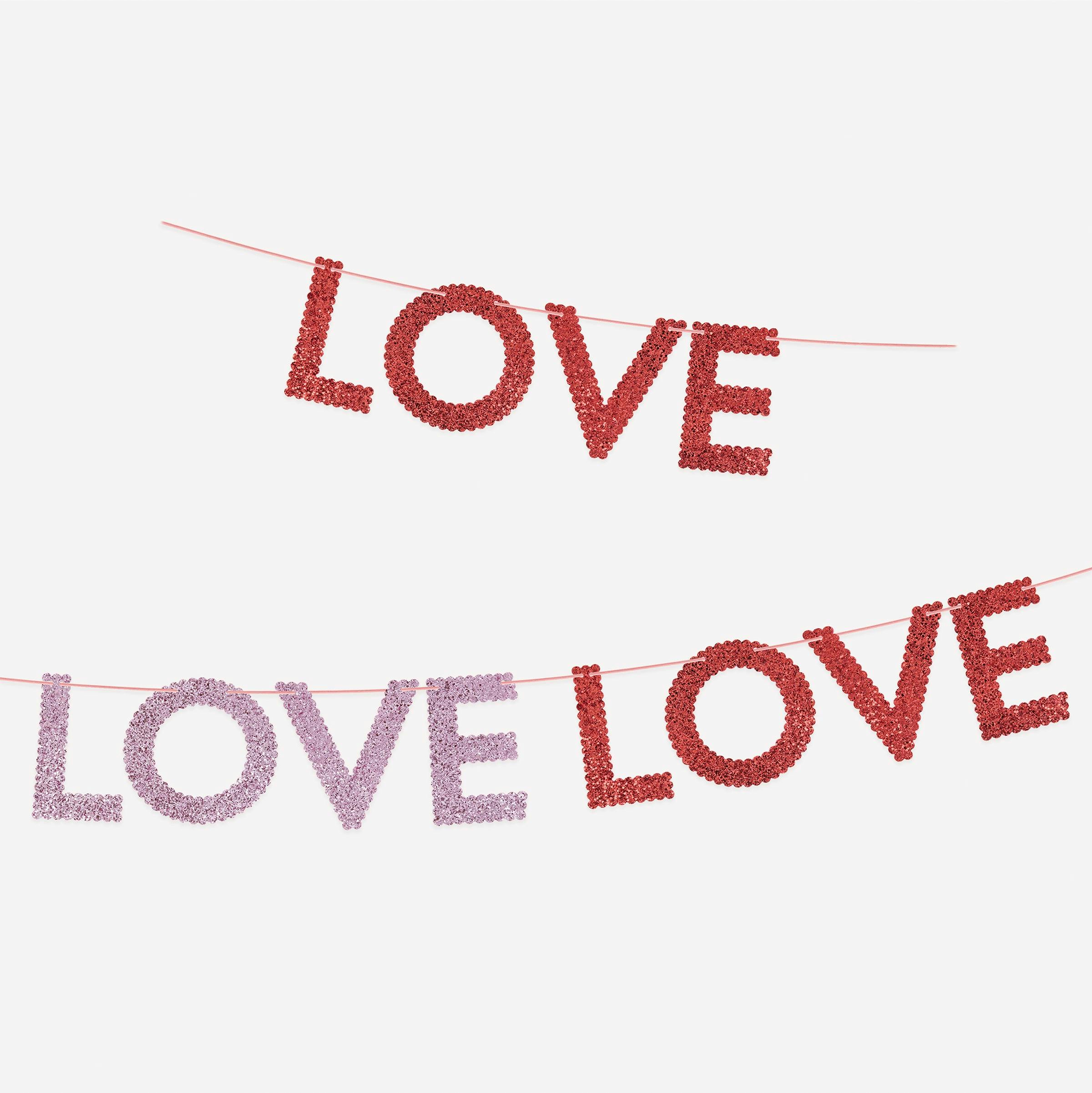Glitter Fabric Love Garland