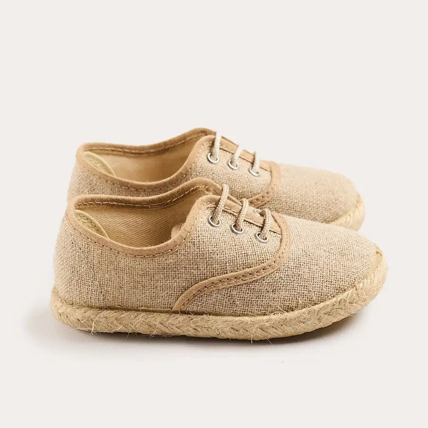 Linen Lace-up Espadrilles in Beige (24-35EU)