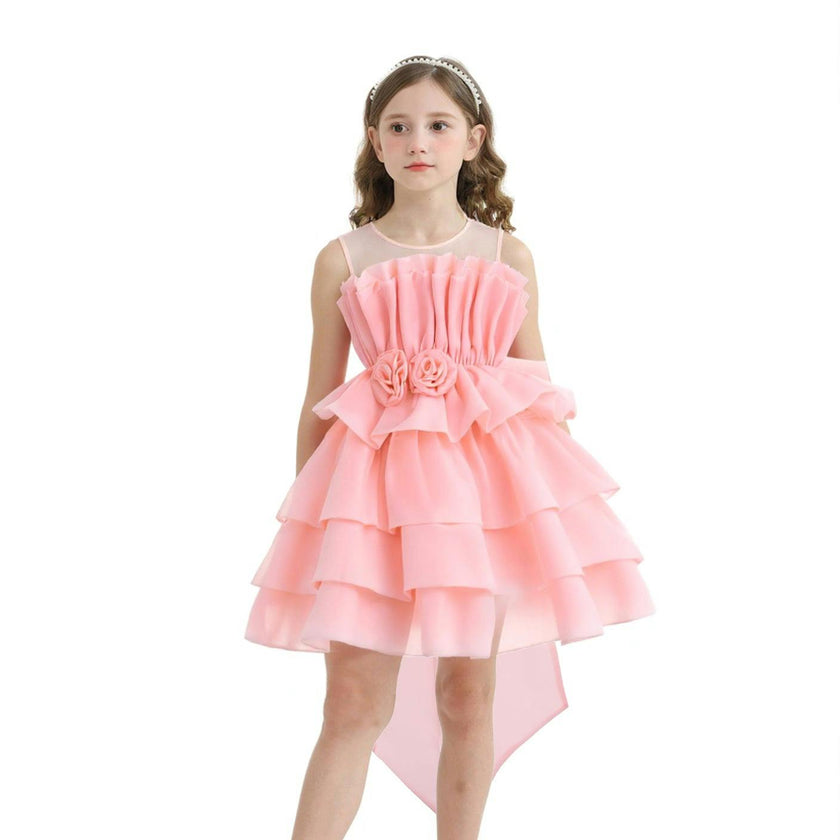 Pink Tiered Bow Dress