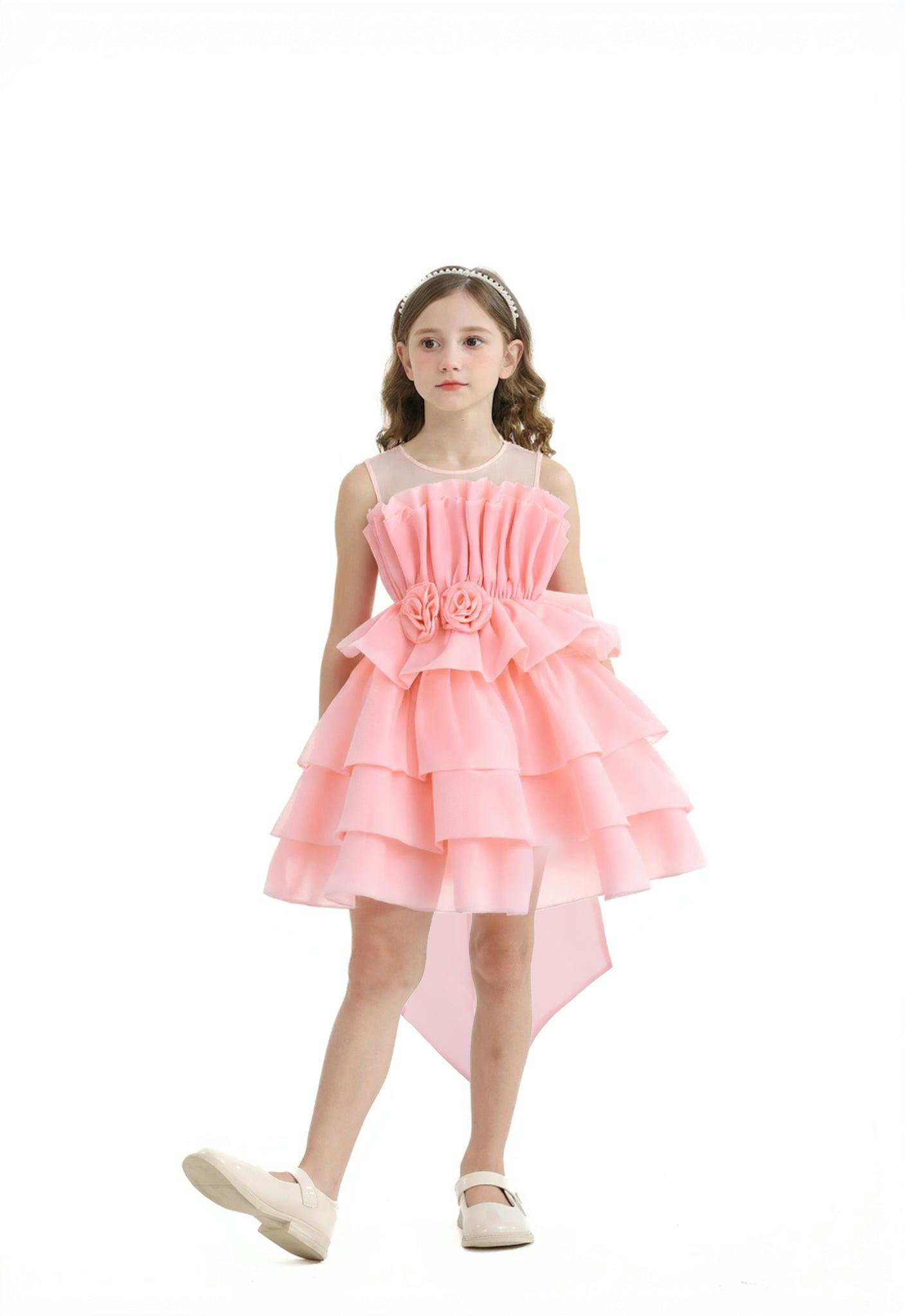 Pink Tiered Bow Dress