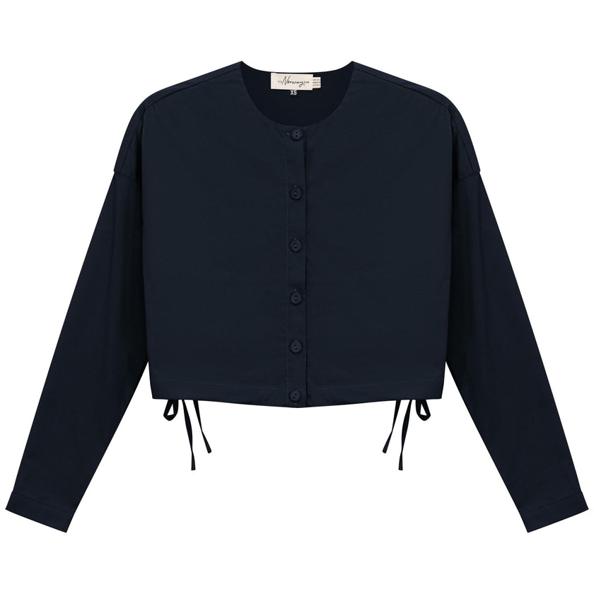 Cotton Cropped Side Tie Blouse