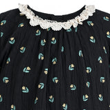 Dark Floral Lace-Collar Dress