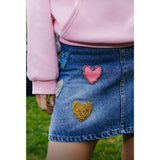 Women's Sparkle Heart Denim Skirt
