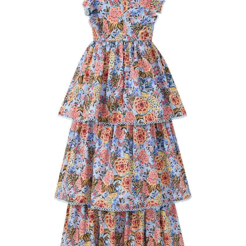 Iliana Cotton Frill Maxi Dress (Women)