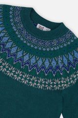 Knit Sweater With Nordic Jacquard Dark Green