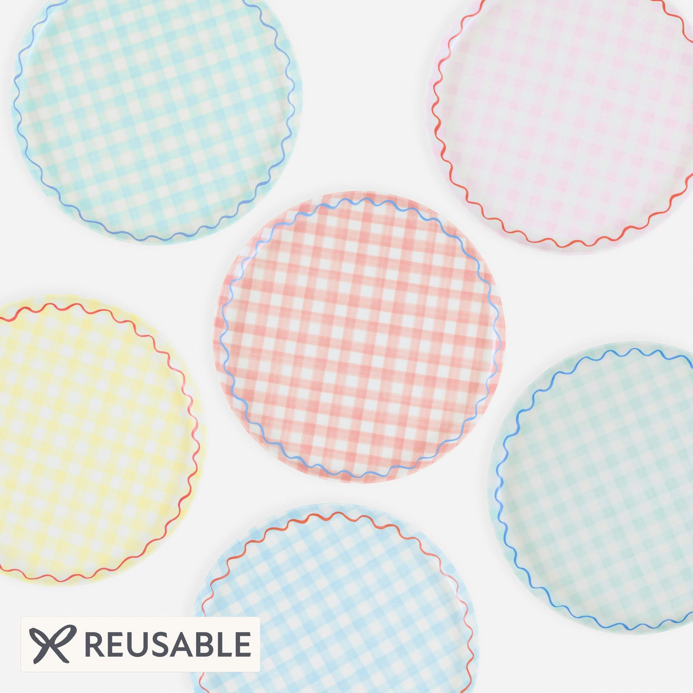 Gingham Reusable Small Plates