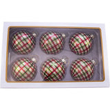80MM Red and Green Plaid Glass Ball Ornaments
