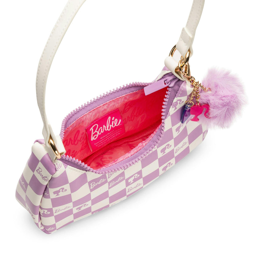 Barbie™ Purple Checkered Kids Hobo Handbag
