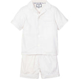 Kid's Twill Pajama Short Set in White