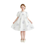 Whisper Embroidered Puff-Sleeve Dress