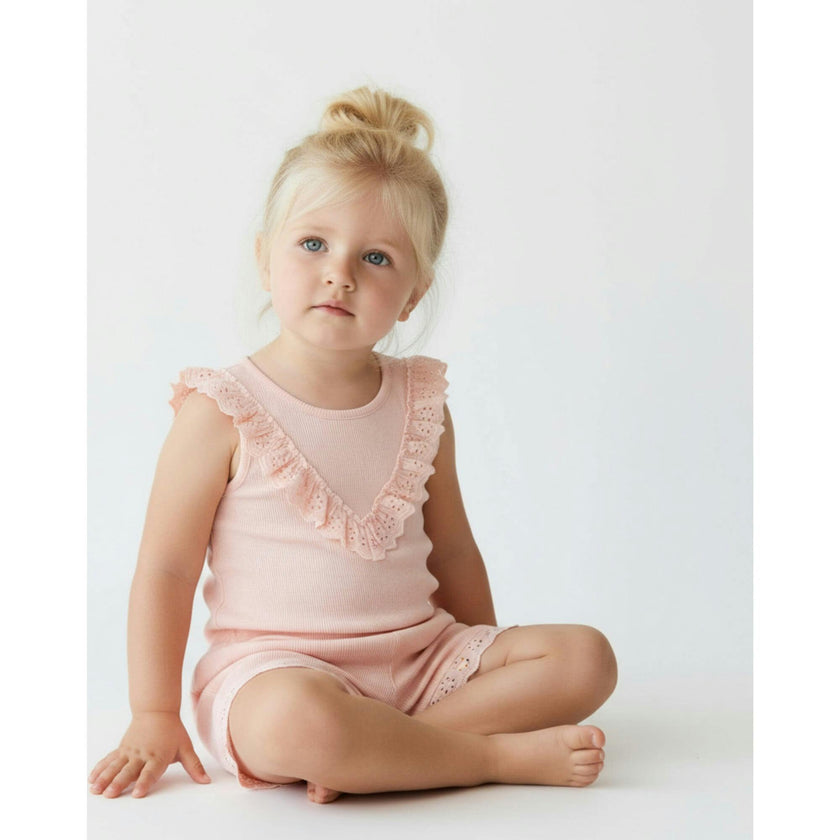 Organic Ruffle Top & Shorts Set - Blush