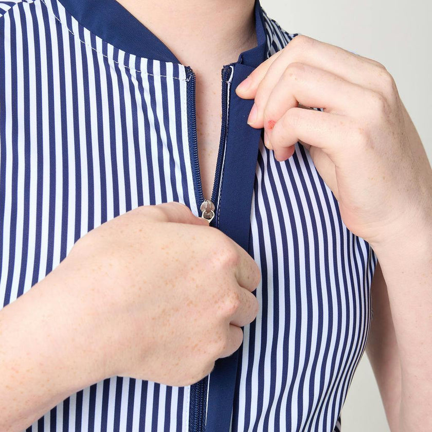 navy thin stripe court dress