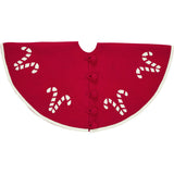 Handmade Candy Canes Red Felt Christmas Tree Skirt Felt 60" Arcadia Home