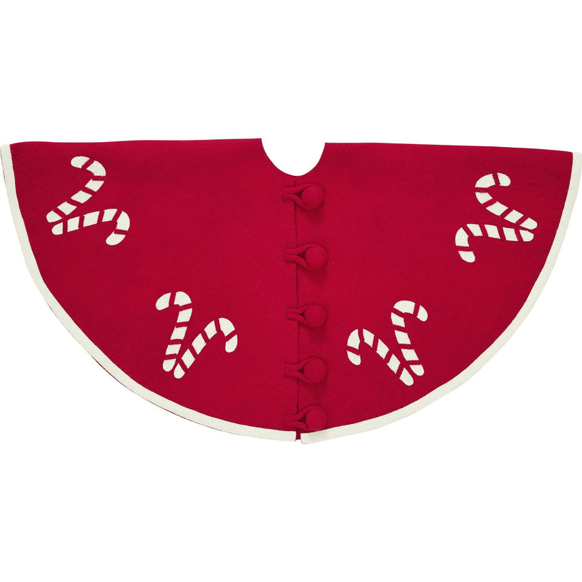 Handmade Candy Canes Red Felt Christmas Tree Skirt Felt 60"