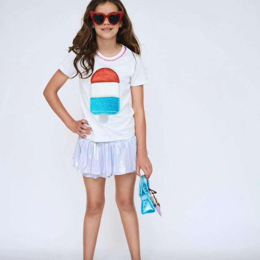 Icy Rhinestone Gem Bomb Pop Crew Neck Tee
