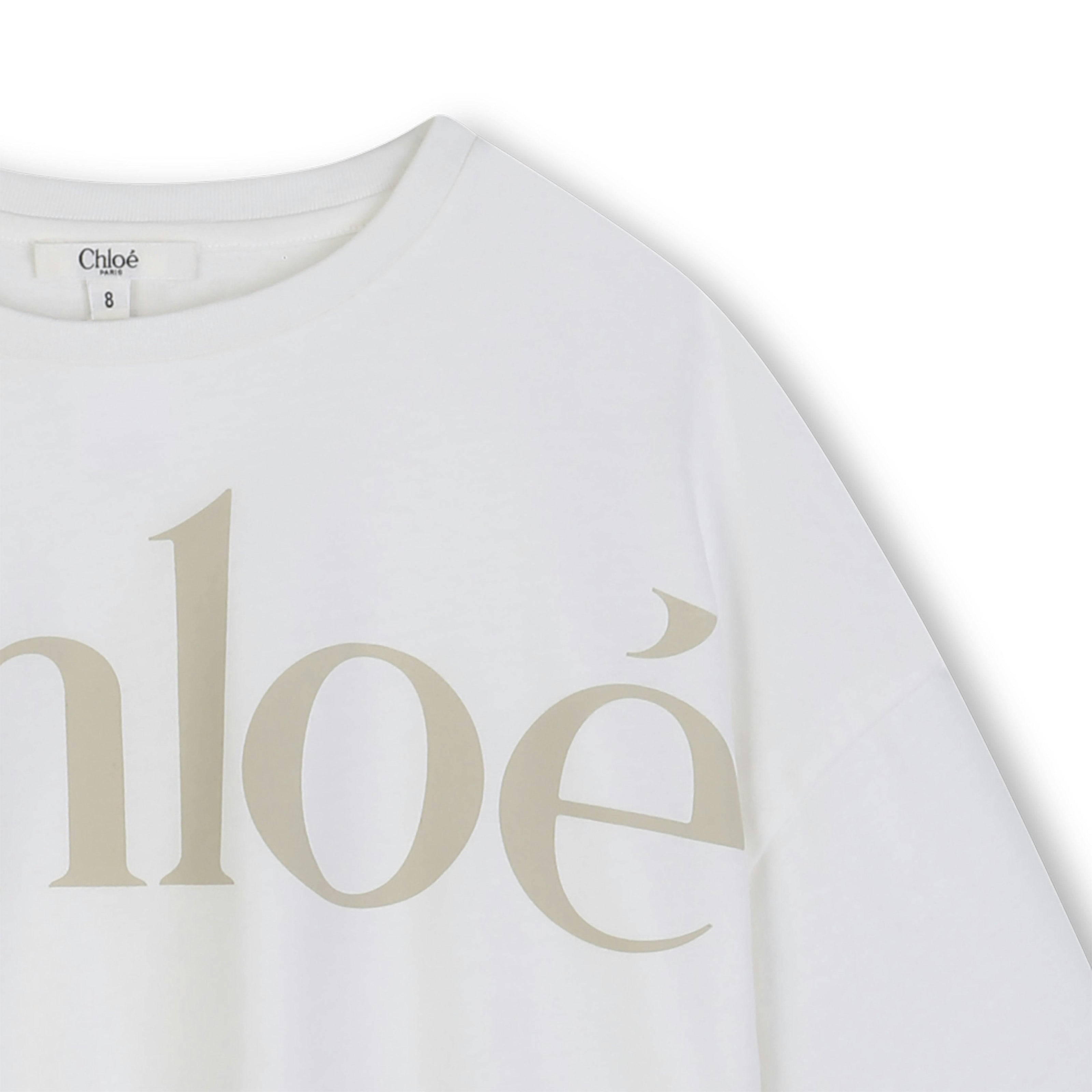 White Chloé Cropped Logo T-Shirt