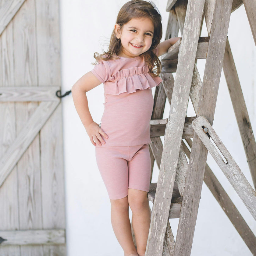 Chest Ruffle 2-Piece Top & Short Set