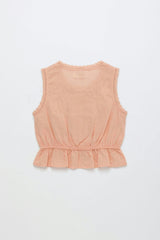 BIRDS EMBROIDERED TOP PEACH