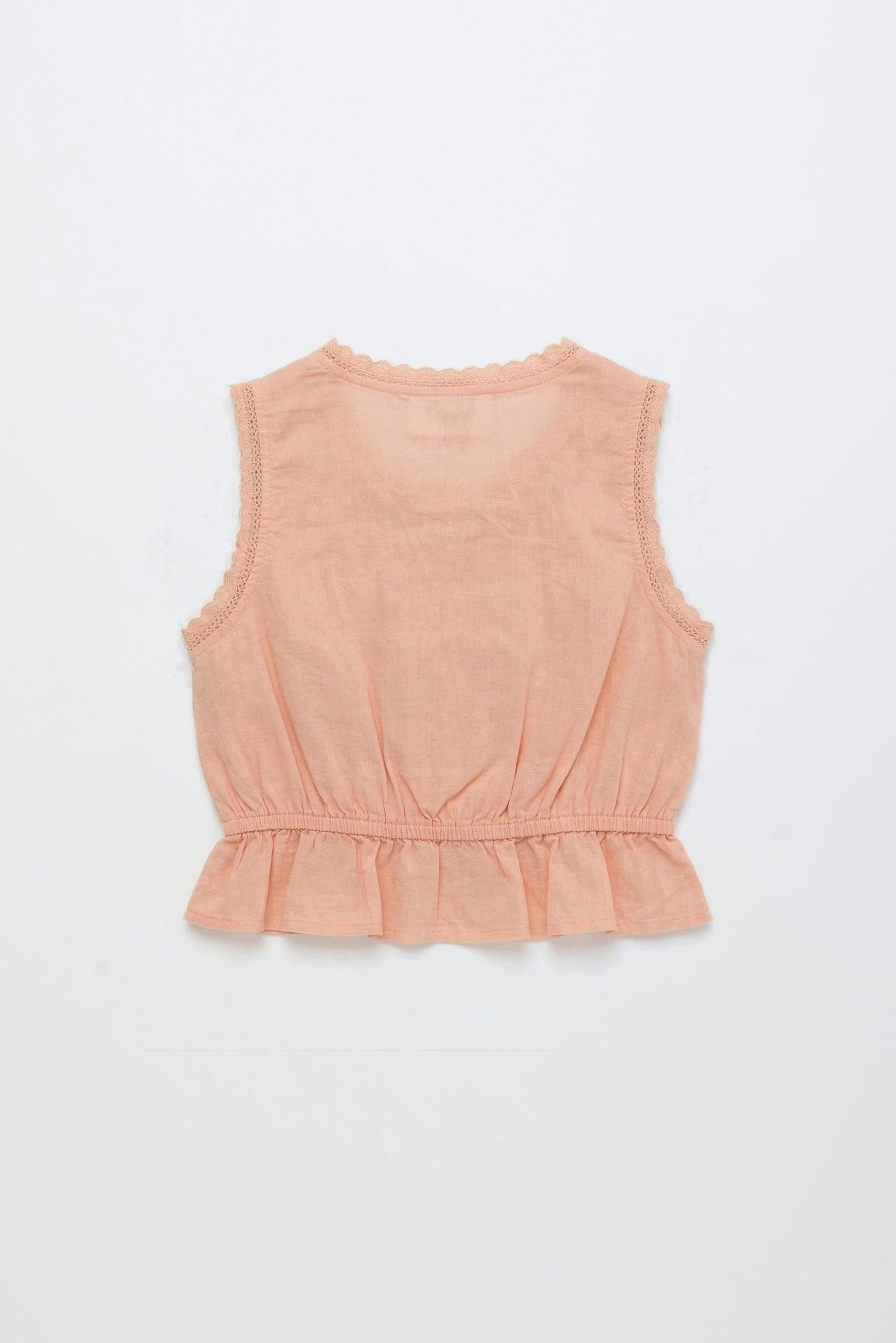 BIRDS EMBROIDERED TOP PEACH