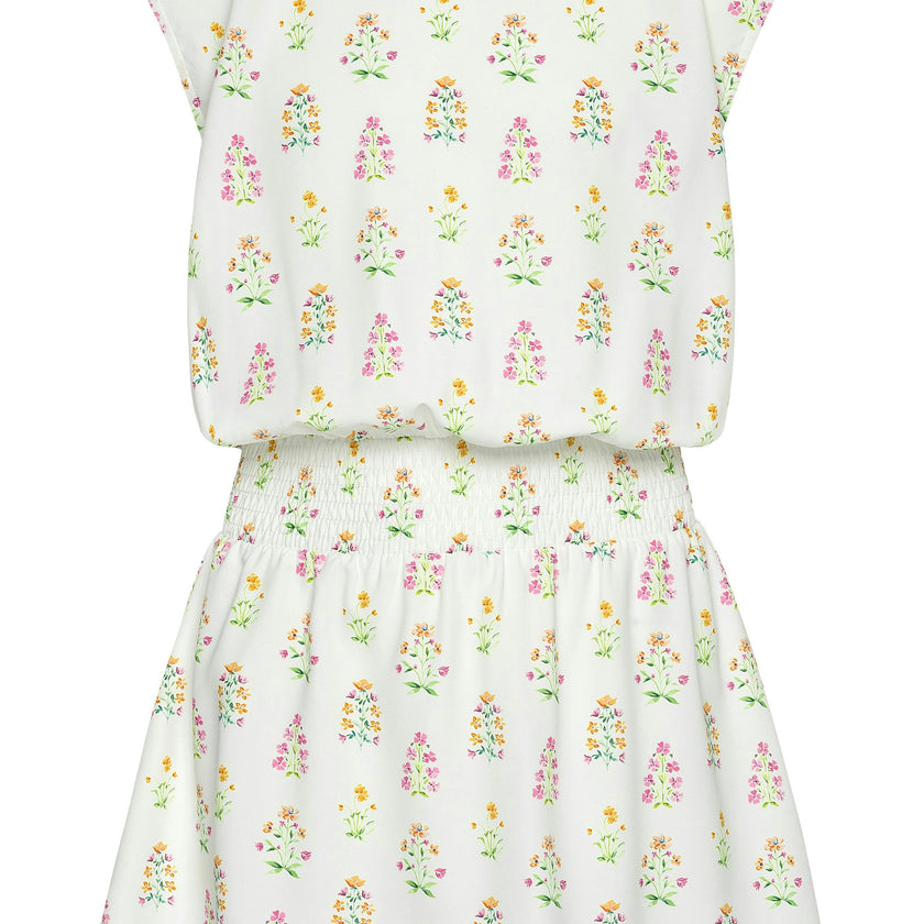 Josie Dress White Floral Block Print