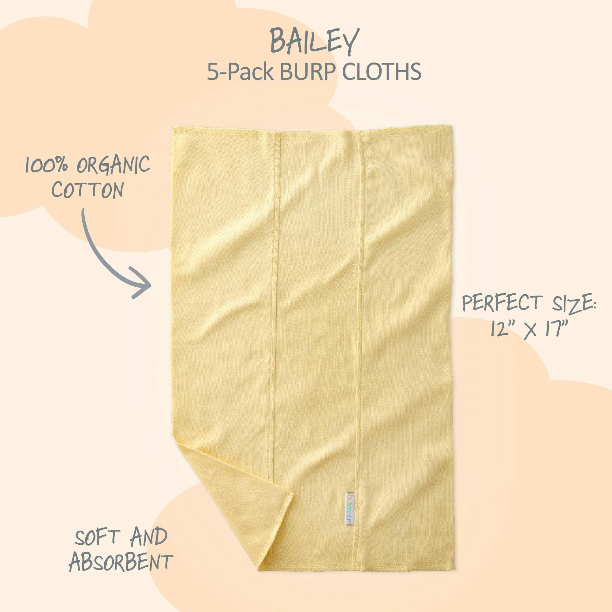 BAILEY 5-Pack BAILEY Burp Cloths