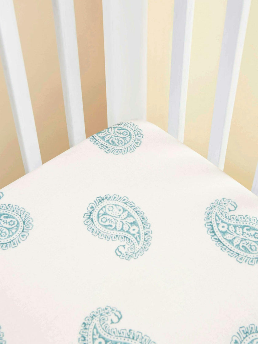Block-Printed Cotton Fitted Crib Sheet