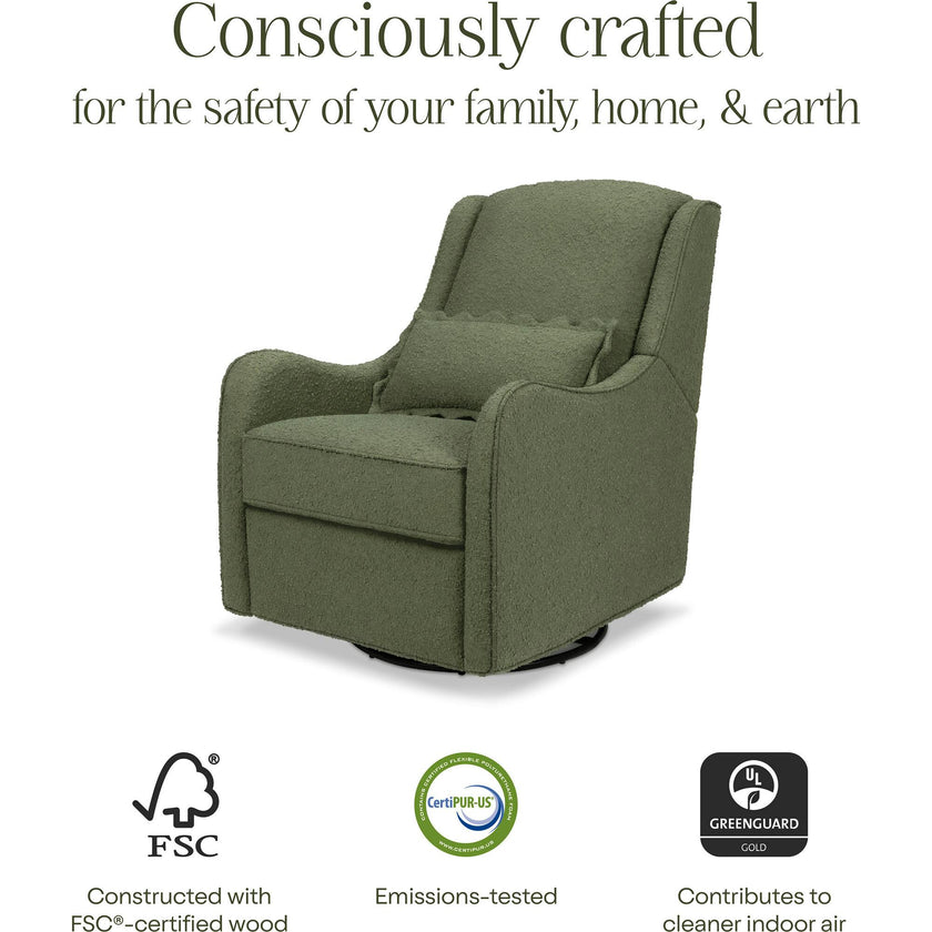 Devon Recliner and Swivel Glider in Olive Boucle