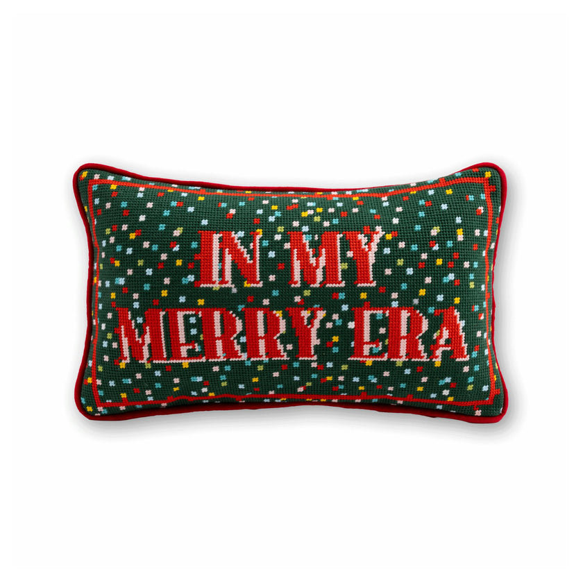 Merry Era Needlepoint Pillow