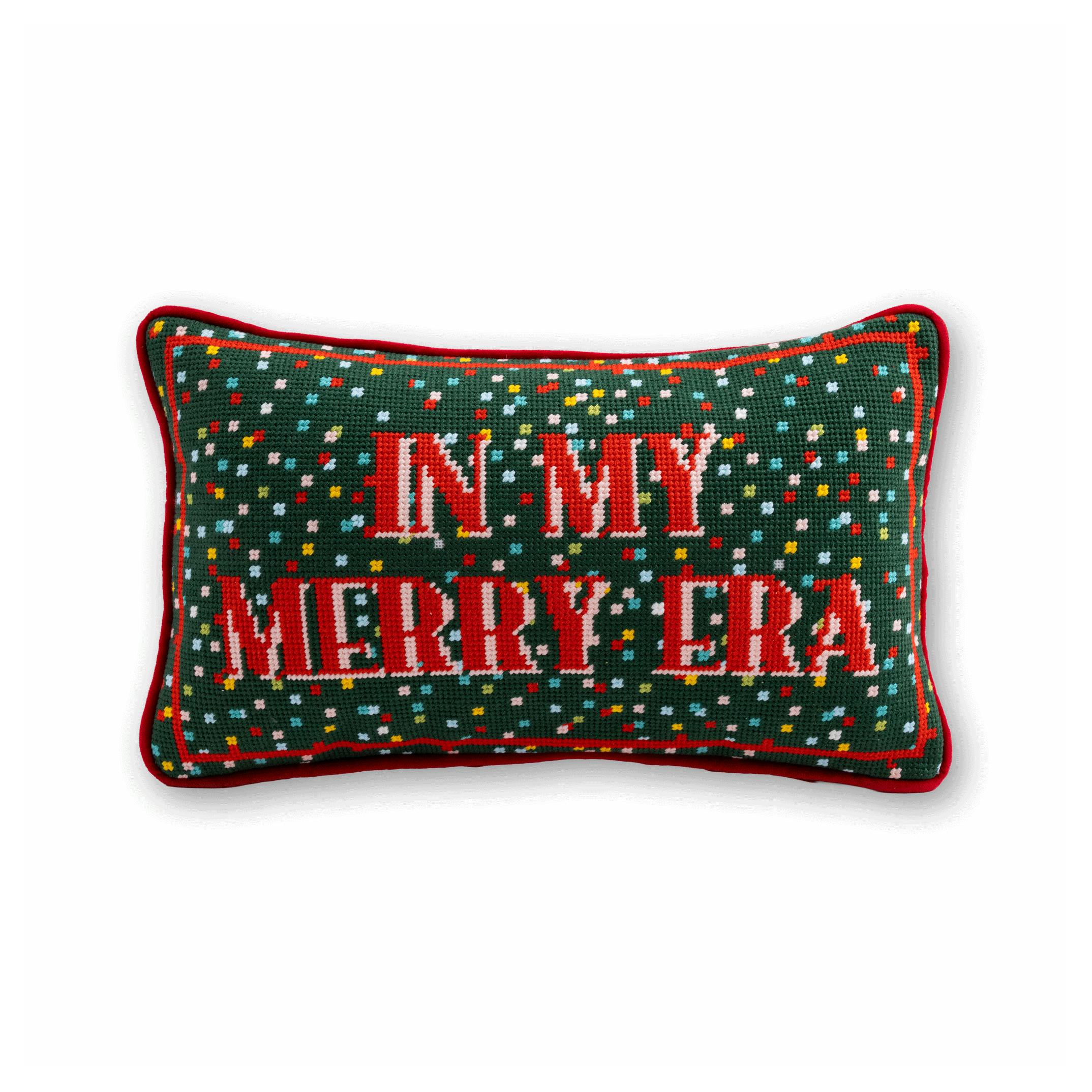 Merry Era Needlepoint Pillow