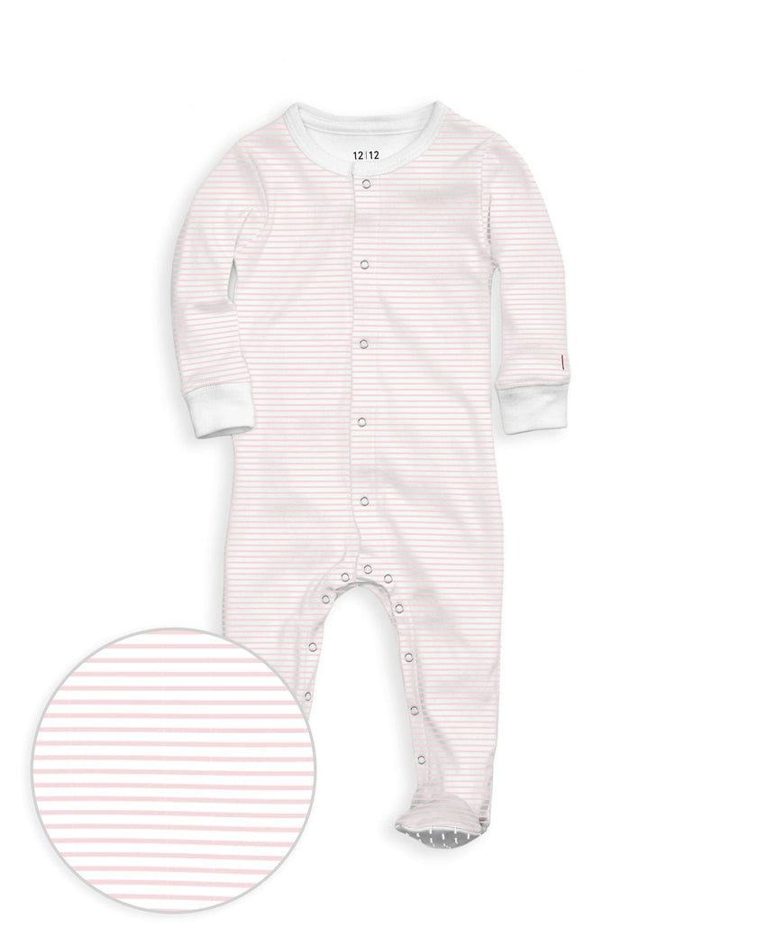 The Organic Snap Footie [Pink Stripe]