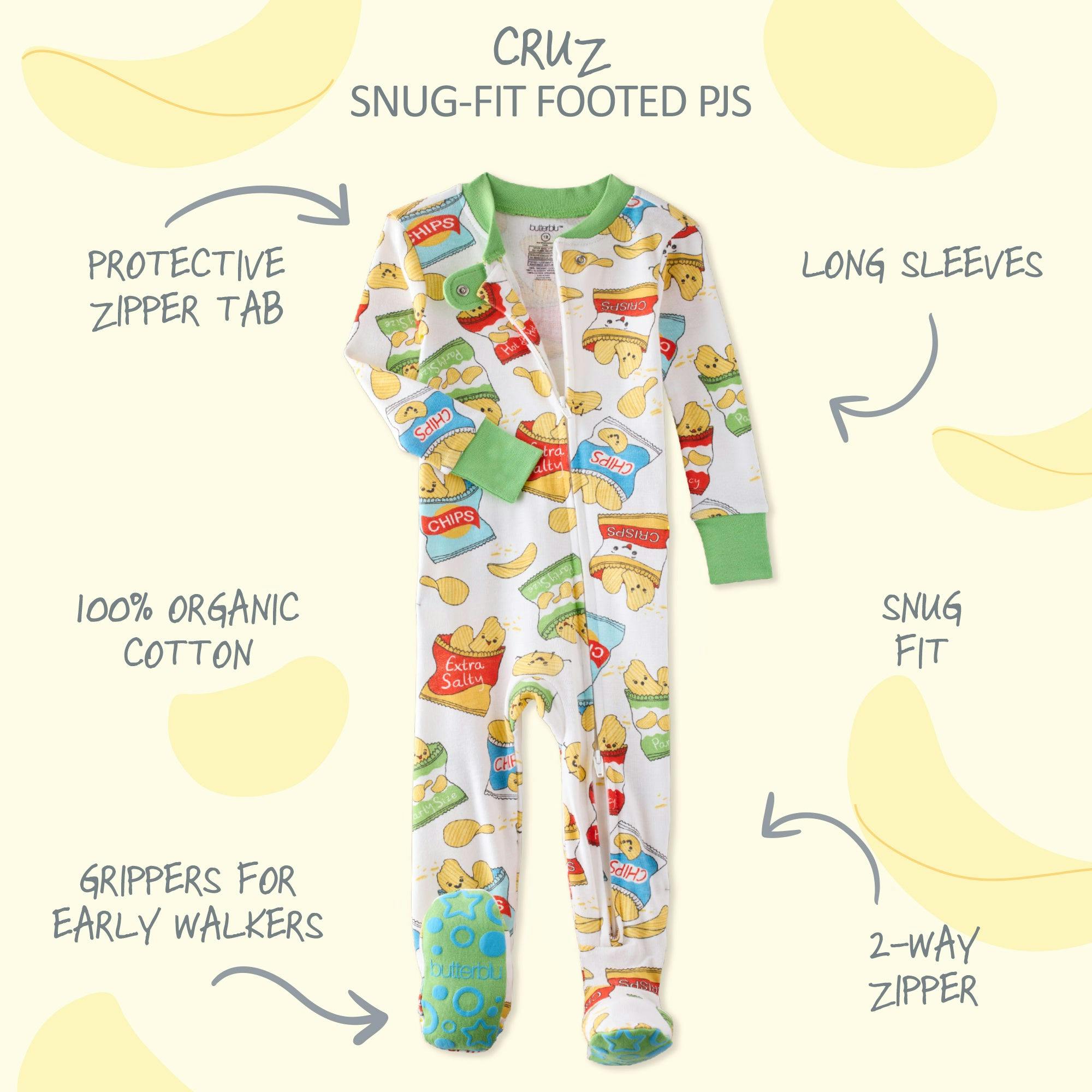 CRUZ Snug-fit Footed Baby Boys Pajamas