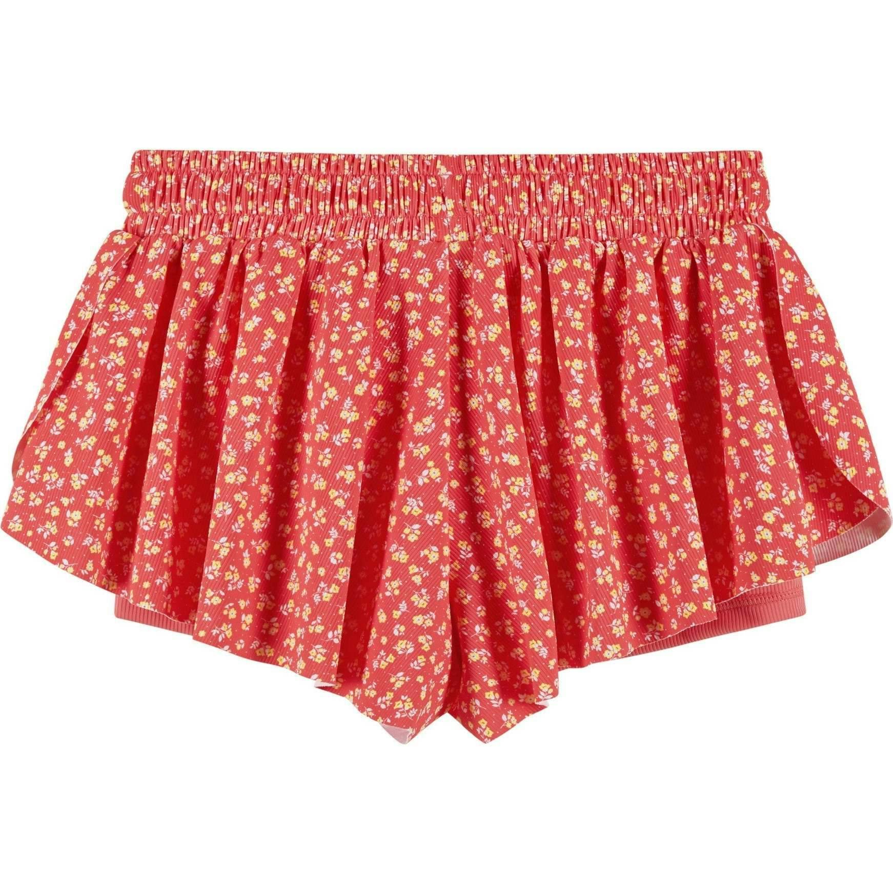 Girls Athletic Short | Orange Floral