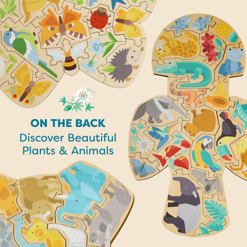 Bundle of Animal 2 in 1 Puzzles (Parrot, Elephant & Butterfly)