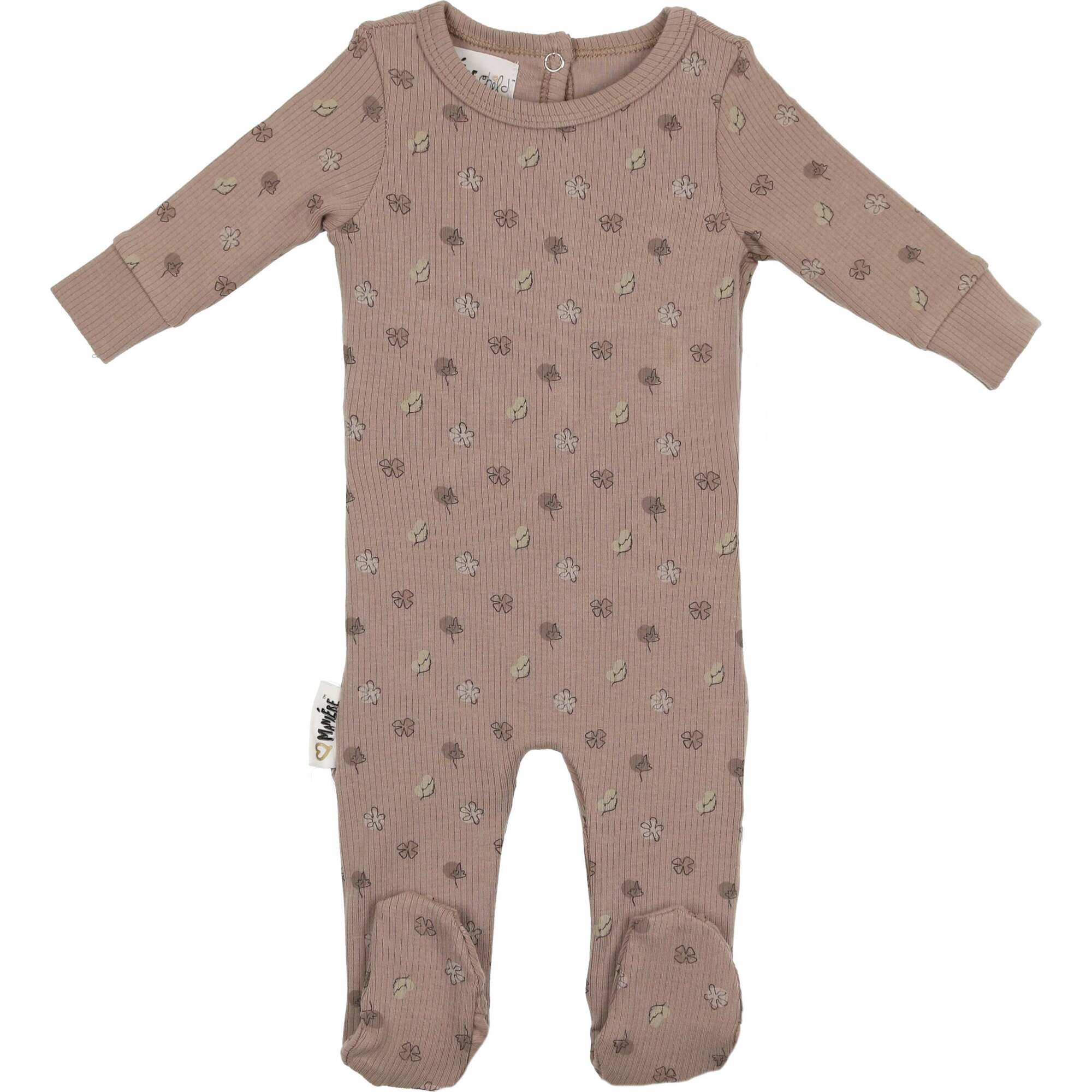 Little Leaves Long Sleeve Footie, Tan