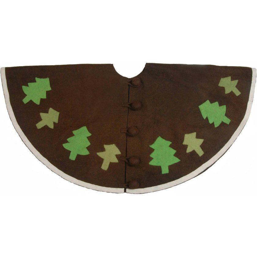 Handmade Rustic Trees Brown Felt Christmas Tree Skirt 60"