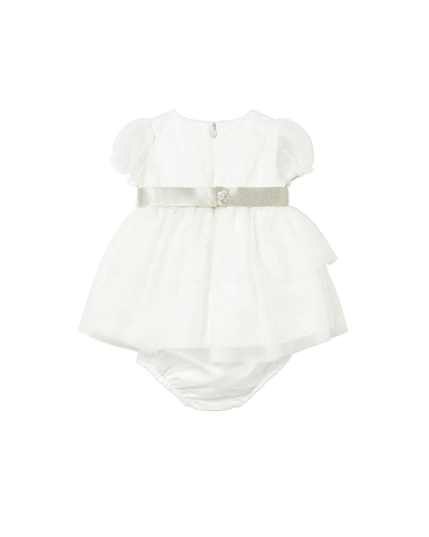 White Baby Dress With Bow Waistband