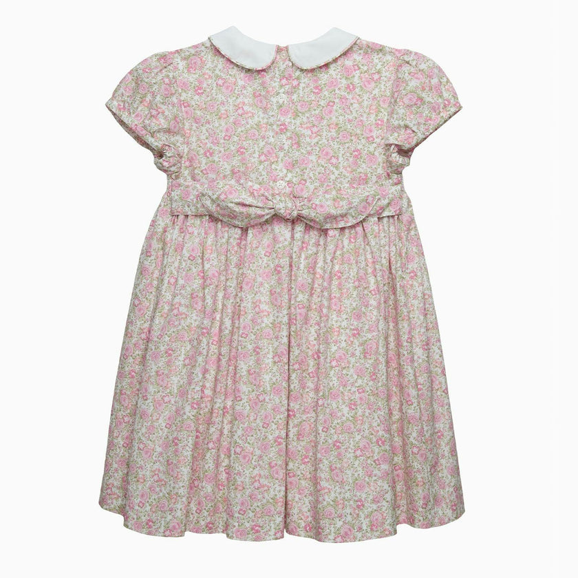 Rosie Smocked Dress in Peach Rose Floral