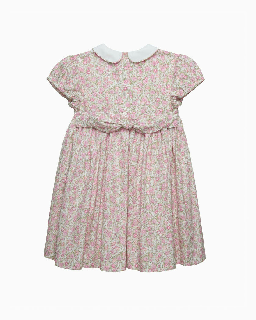 Rosie Smocked Dress in Peach Rose Floral