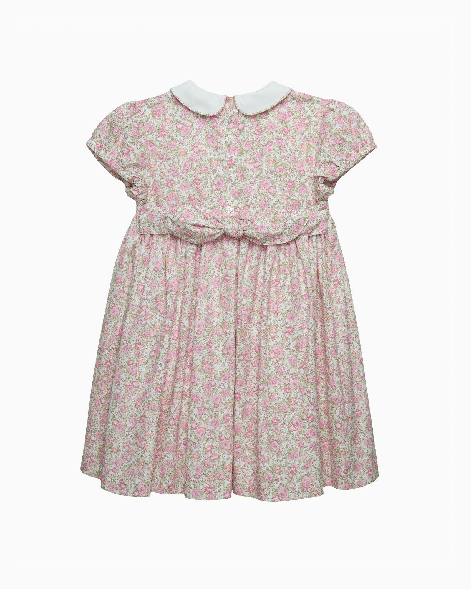 Rosie Smocked Dress in Peach Rose Floral