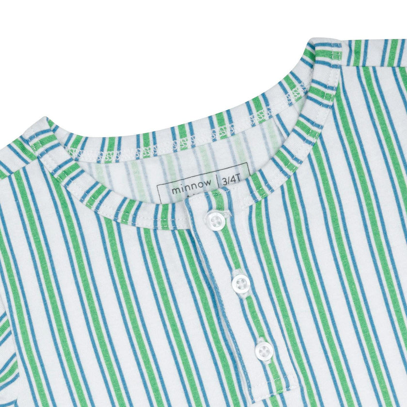 unisex tamarin stripe shirt and short pima pajamas set